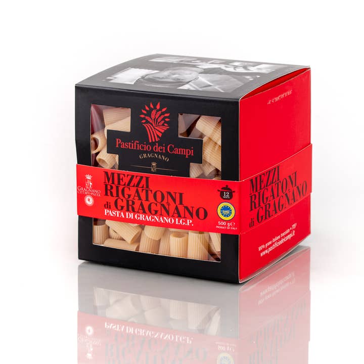 Pasta di Gragnano PGI - Mezzi Rigatoni, 500g Made in Italy for wholesale by Pastificio dei Campi