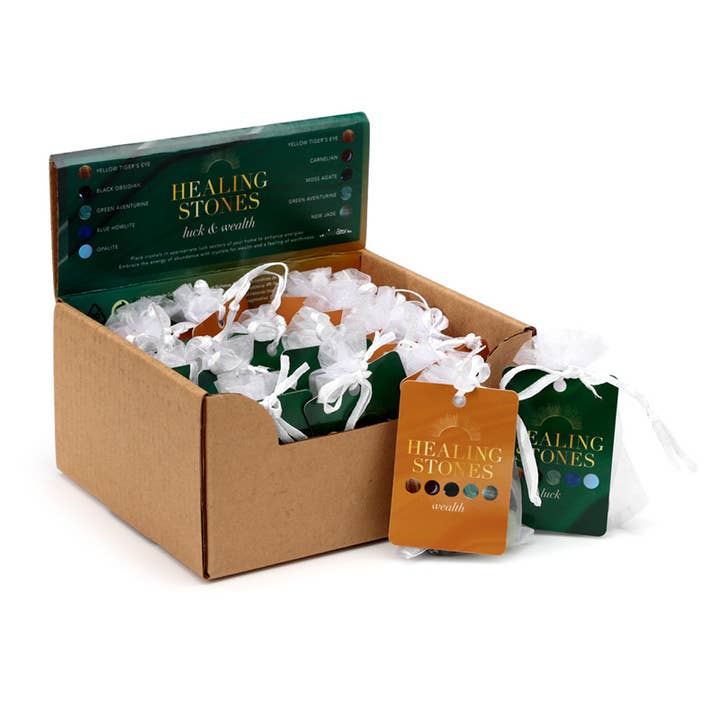 Puckator Ltd - Wholesale Spiritual Stone/Crystal - Set of 5 Luck & Wealth Stones
