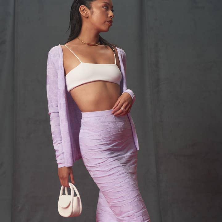 Fully Fashioning Victoria Geometric Jacquard Knit Cardigan for wholesale by AT THE VENUE