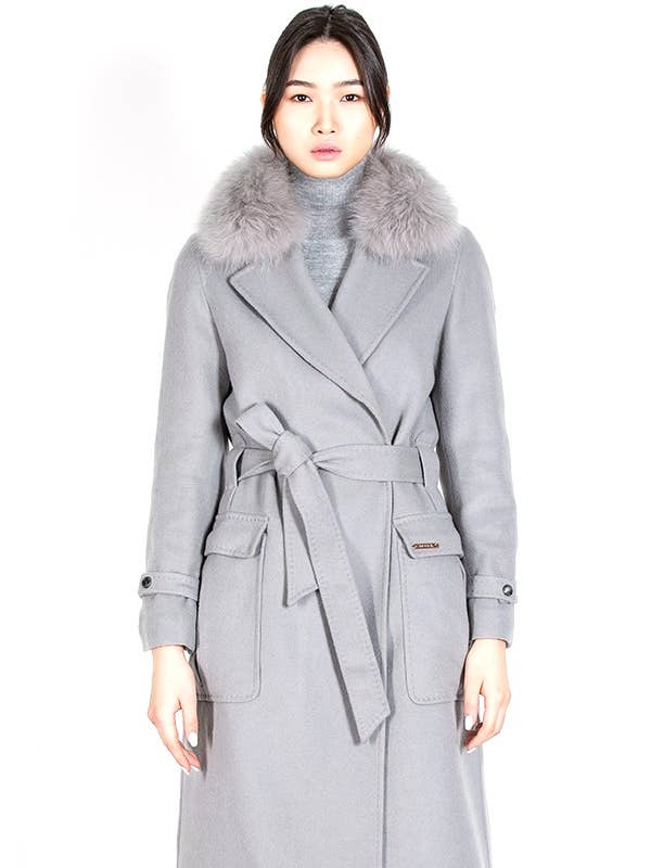 Women’s Sheep Wool Gray Winter Coat for wholesale by Mongulai