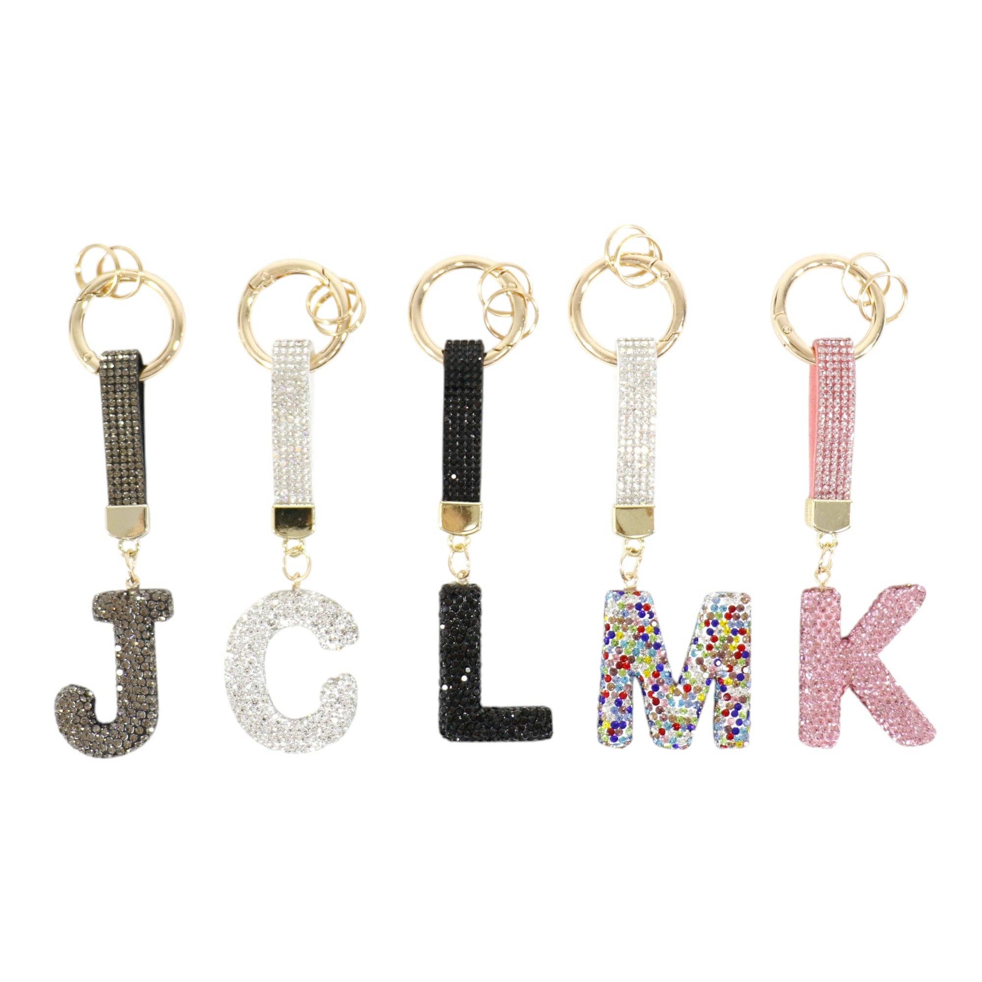 ASSORTED Rhinestone Alphabet Initial Letter Key Chain KC001..(12PC) for wholesale on Faire11