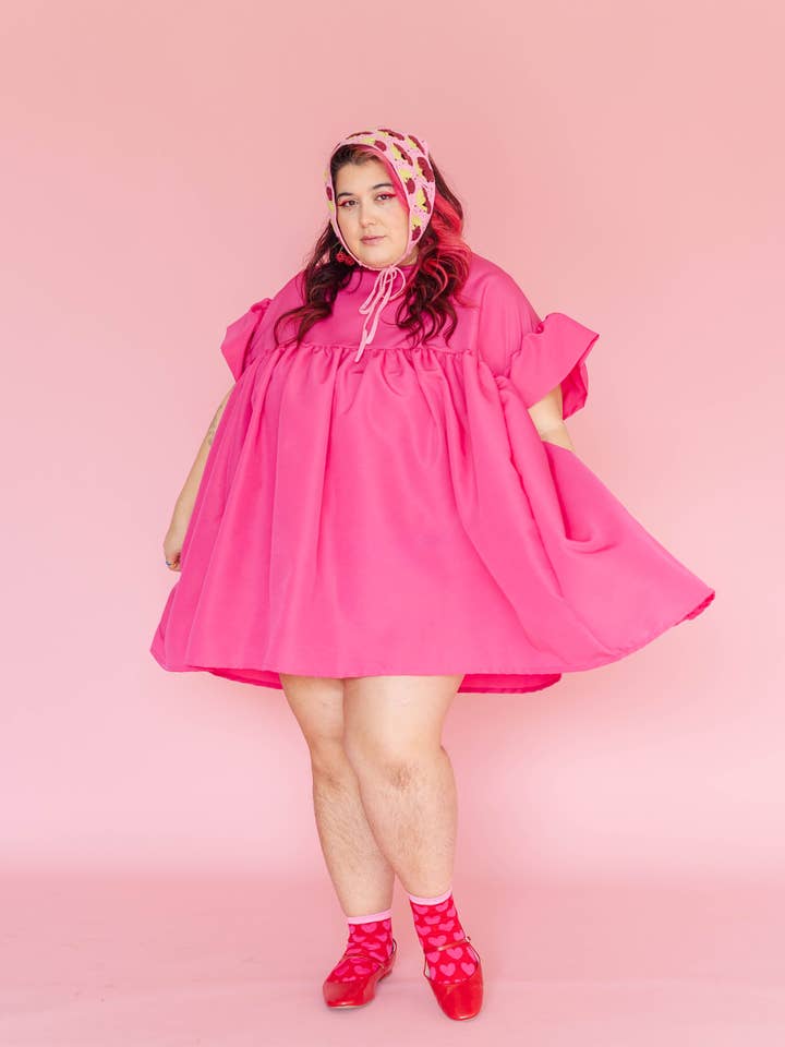 Hot Pink Mini Mushroom Dress - Size Inclusive for wholesale by Nettle Studios