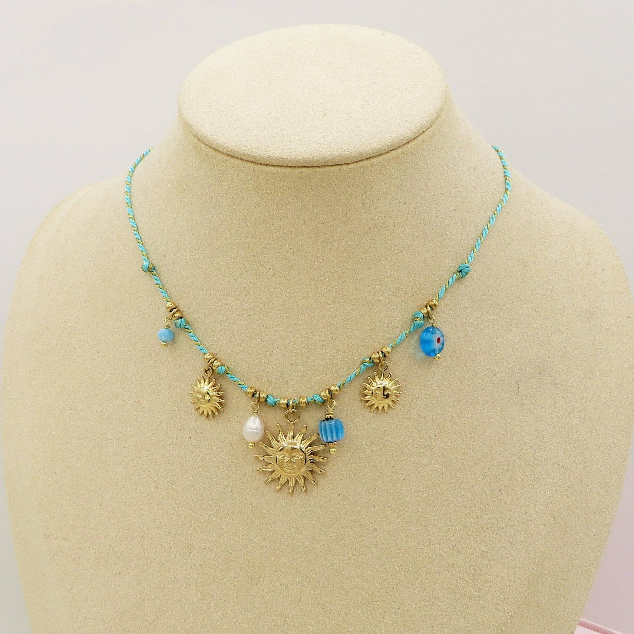 Daemon srls - Wholesale Pendant/Charm Necklace - SOLEIL COLLANA - ACCIAIO inossidabile - Collana catena charms sole e murrine1