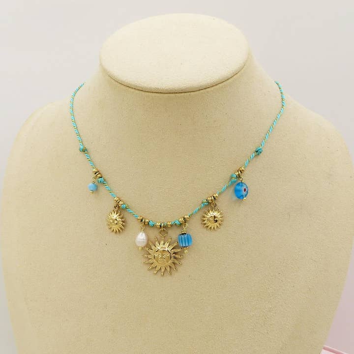 Daemon srls - Wholesale Pendant/Charm Necklace - SOLEIL COLLANA - ACCIAIO inossidabile - Collana catena charms sole e murrine1