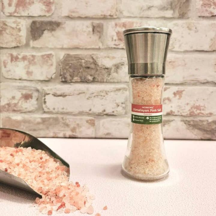 Nachfüllbares Himalaya-Salz-Glasmahlwerk, groß, 200 g für den Großhandel von Heaven Spring Ltd