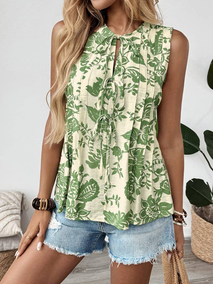 Pleated Lace Up Sleeveless Shirt for wholesale by Wholesalesir