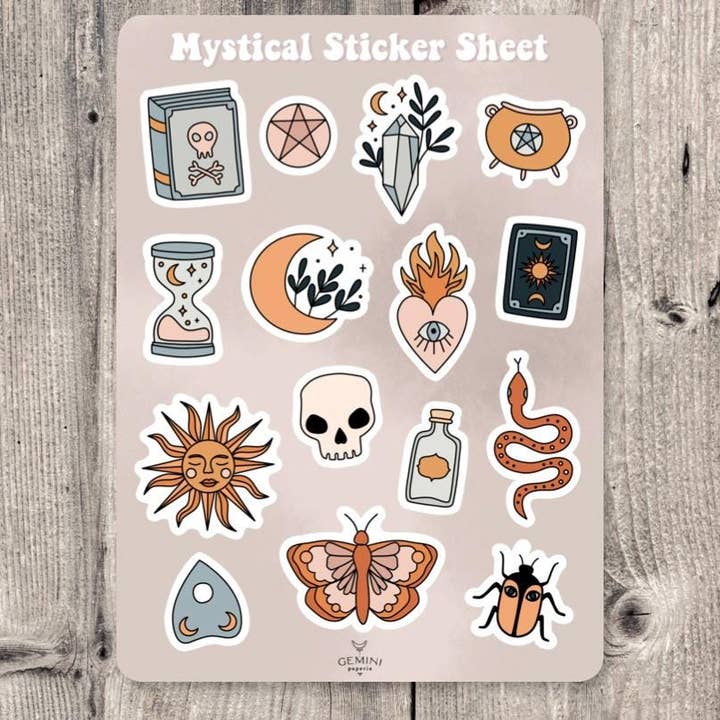 Witchy Sticker Sheet - Spooky Celestial Planner Stickers for wholesale by Roseish Designs