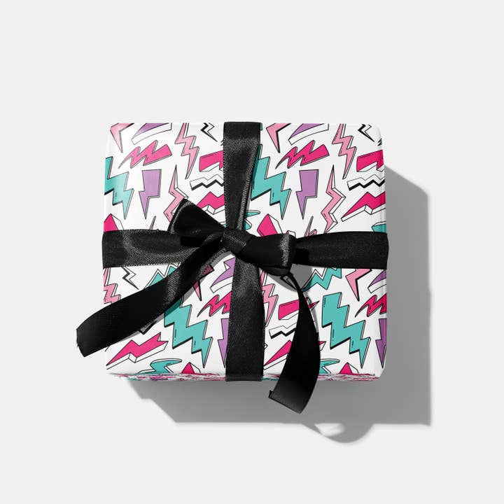 Rock'N Paper – Großhandel Geschenkpapierrolle – Retro-Geschenkpapier „Lightning Bolt“, 80er-Jahre-Stil, Rocker1