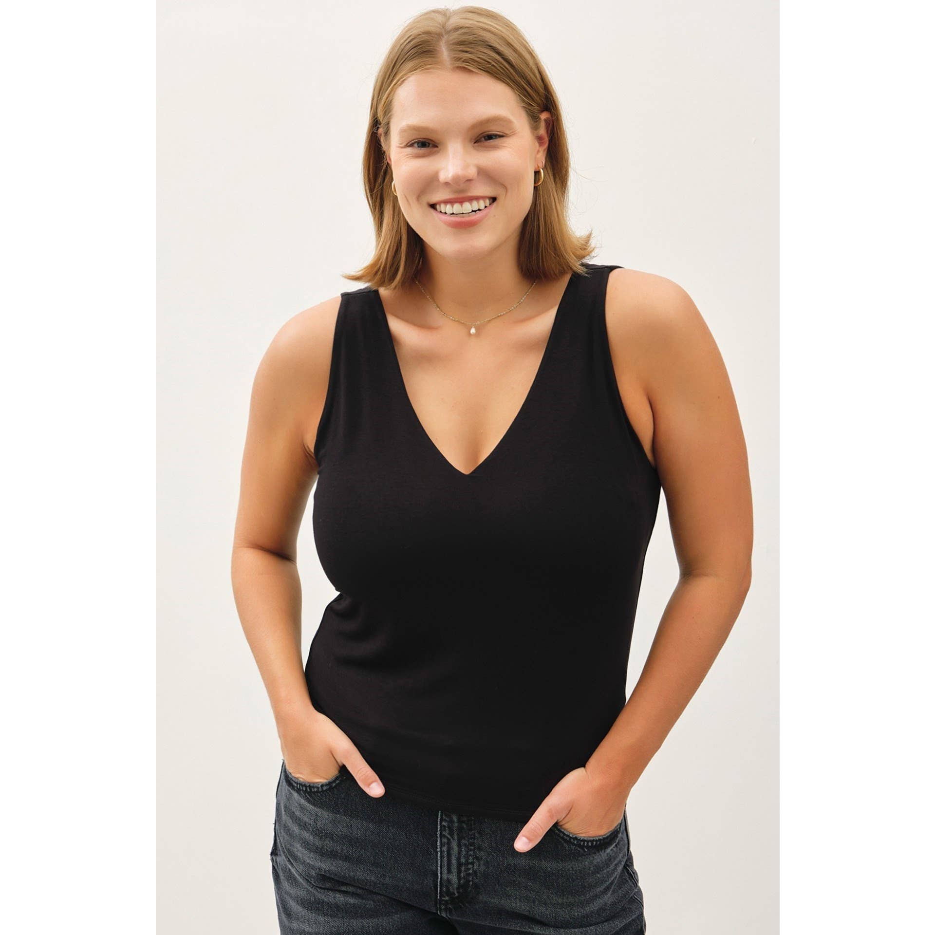 Curve Market - Wholesale Tank Top - Women's - PLUS SIZE DOUBLE LINED V NECK TANK TOP2