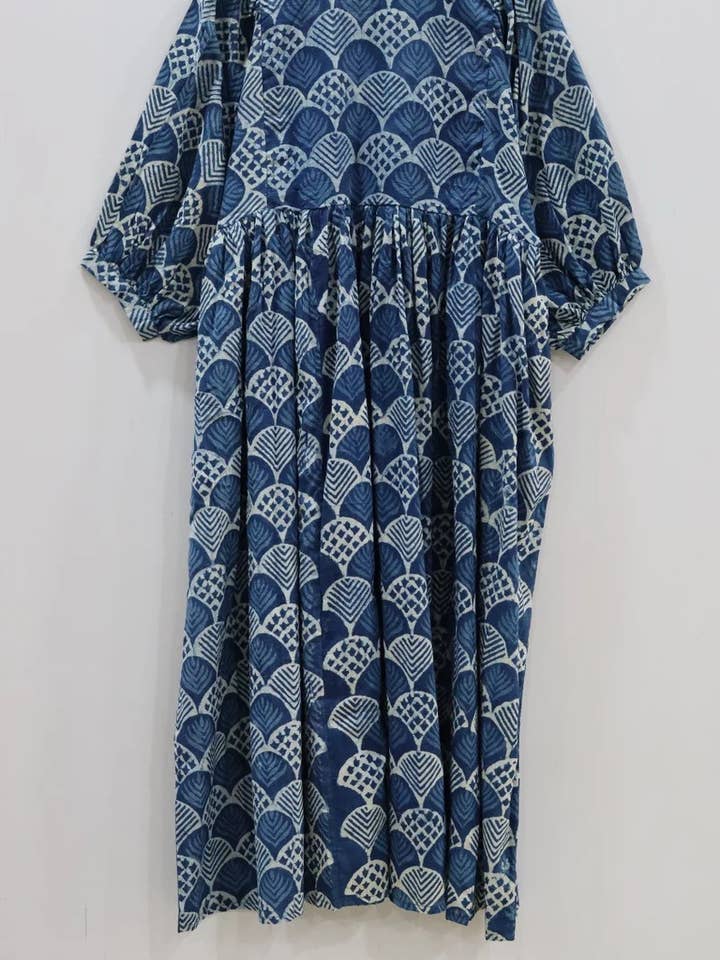 bhavnas boutique - Wholesale Dress - Women's - Blue Indigo Print Mini Dress Indian Cotton Handmade Dress3