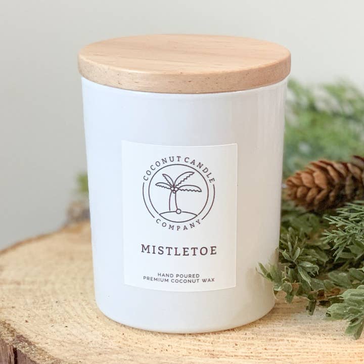 Mistletoe Scented Coconut Wax Jar Candle for wholesale by Coconut Candle Company