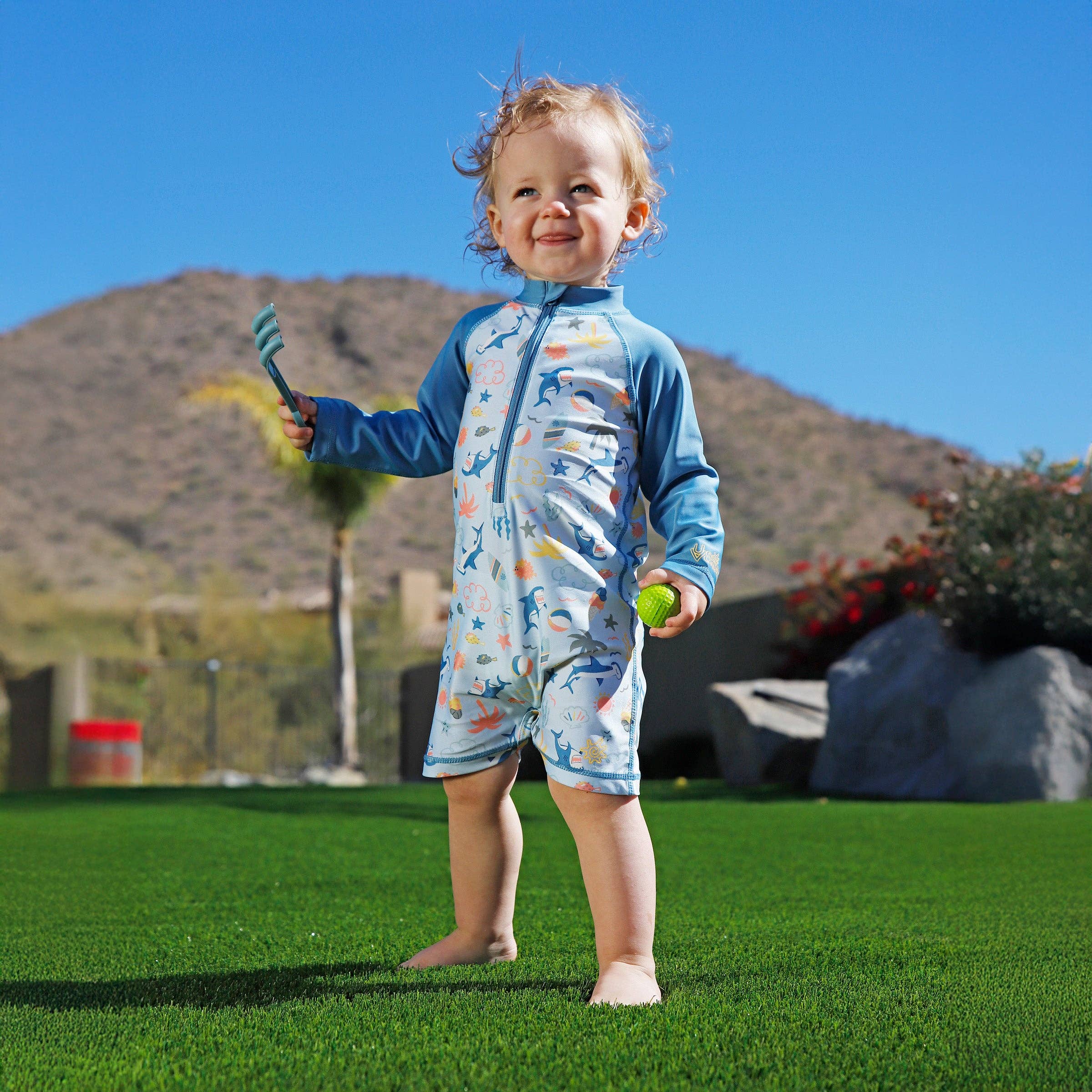 UV Skinz - Wholesale One Piece Swimsuit - Baby - Baby Boy's Long Sleeve Swim Romper15