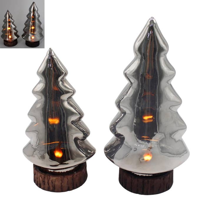 Set med 2 upplysta glasträd för wholesale av Fieldstone Home