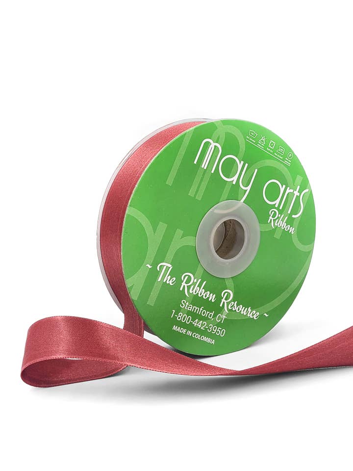 ~7/8"Luster Double Face Satin Ribbon, Burgundy for wholesale by May Arts Ribbon