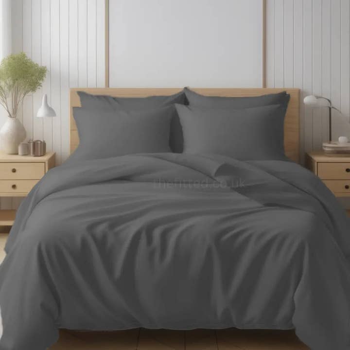 The Fitted Sheets – wholesale Bedding set – Charcoal Mfiber Duvet Cover Set with Matching Pillowcase4