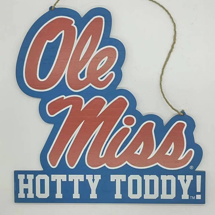 Ole Miss Logo Wood Door Hanger for wholesale by Valiant Gifts Inc