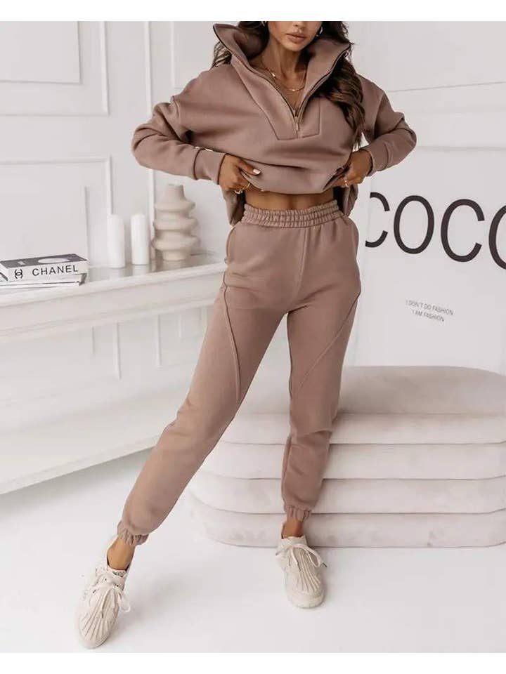 Queen Fashion - Wholesale Top & Skirt Set - Women's - Chic Half-Zip Lounge Set for Everyday Boutique Styling
11