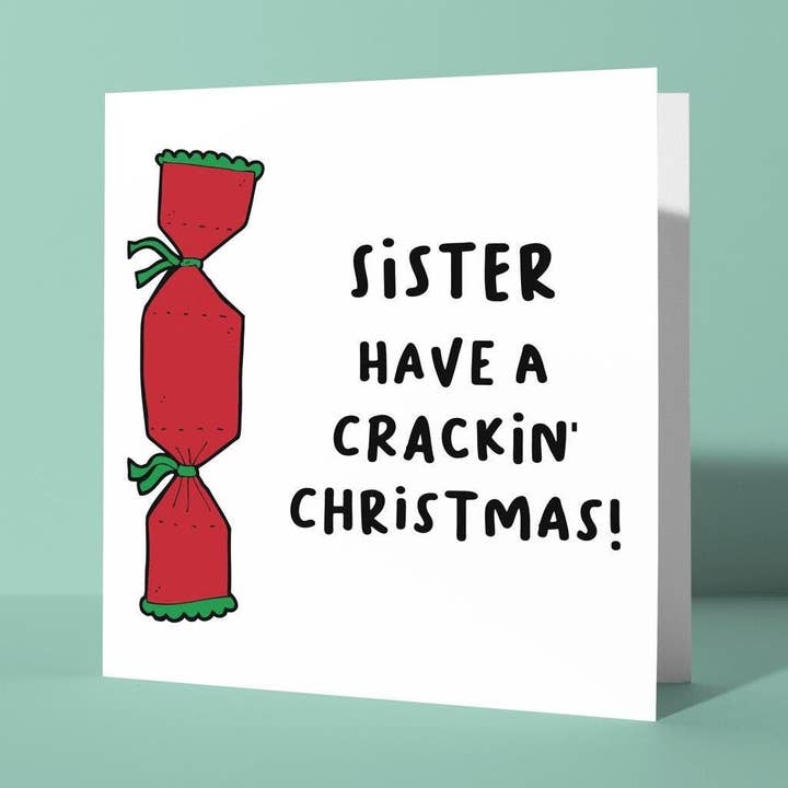 Schwester, hab ein knalliges Weihnachten - Weihnachtskarte für Schwester für den Großhandel von Peacock Printing