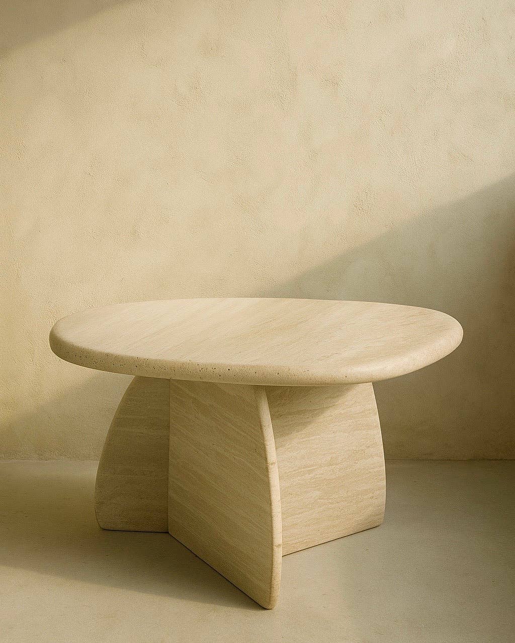 Belaré Home - Wholesale Side Table - Toscana Handcrafted Italian Travertine Side Table - Sculptural Stone1