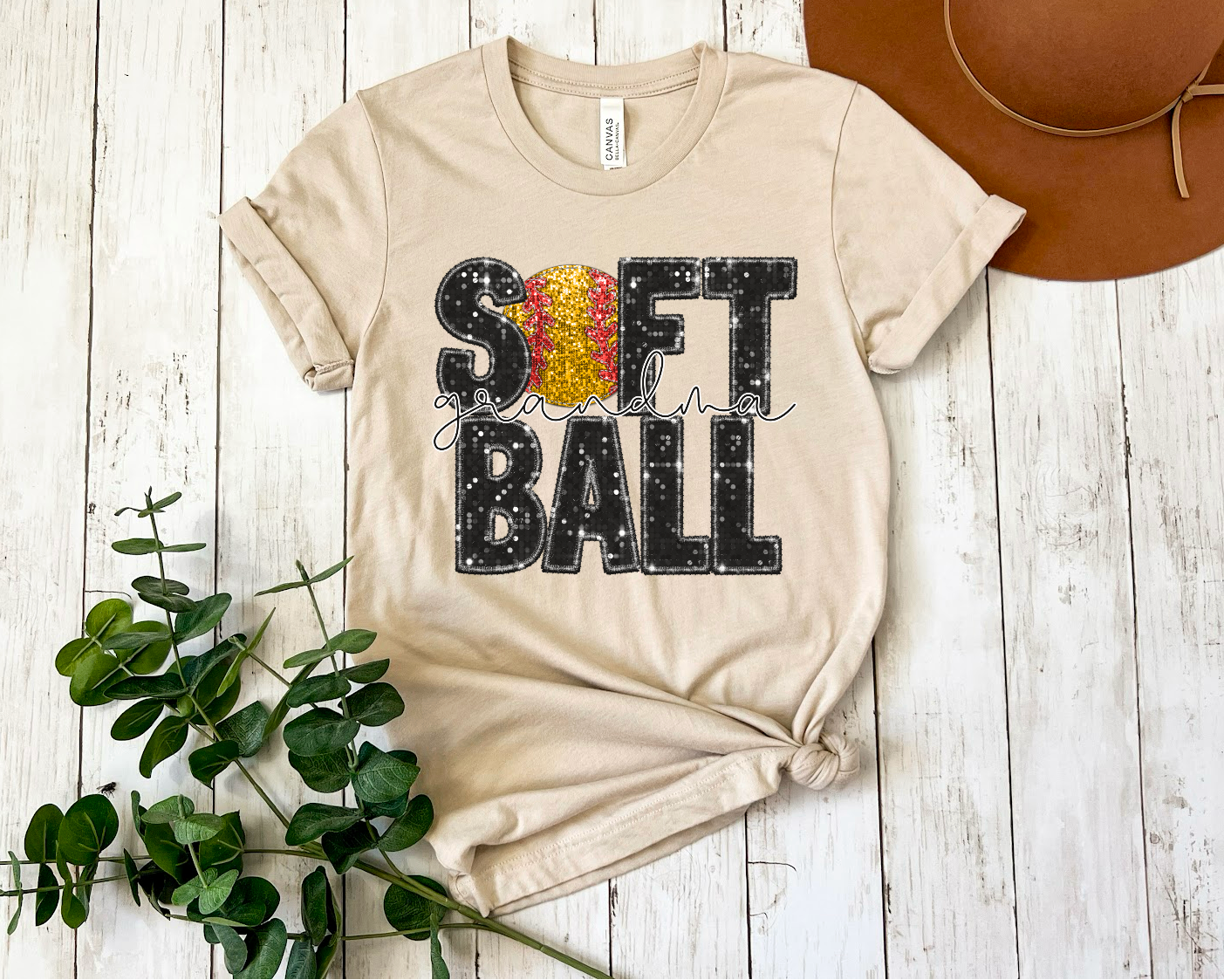 Simple Tymes - Wholesale Sublimation Transfer - Softball Faux Glitter Titles with Ball DTF Print4