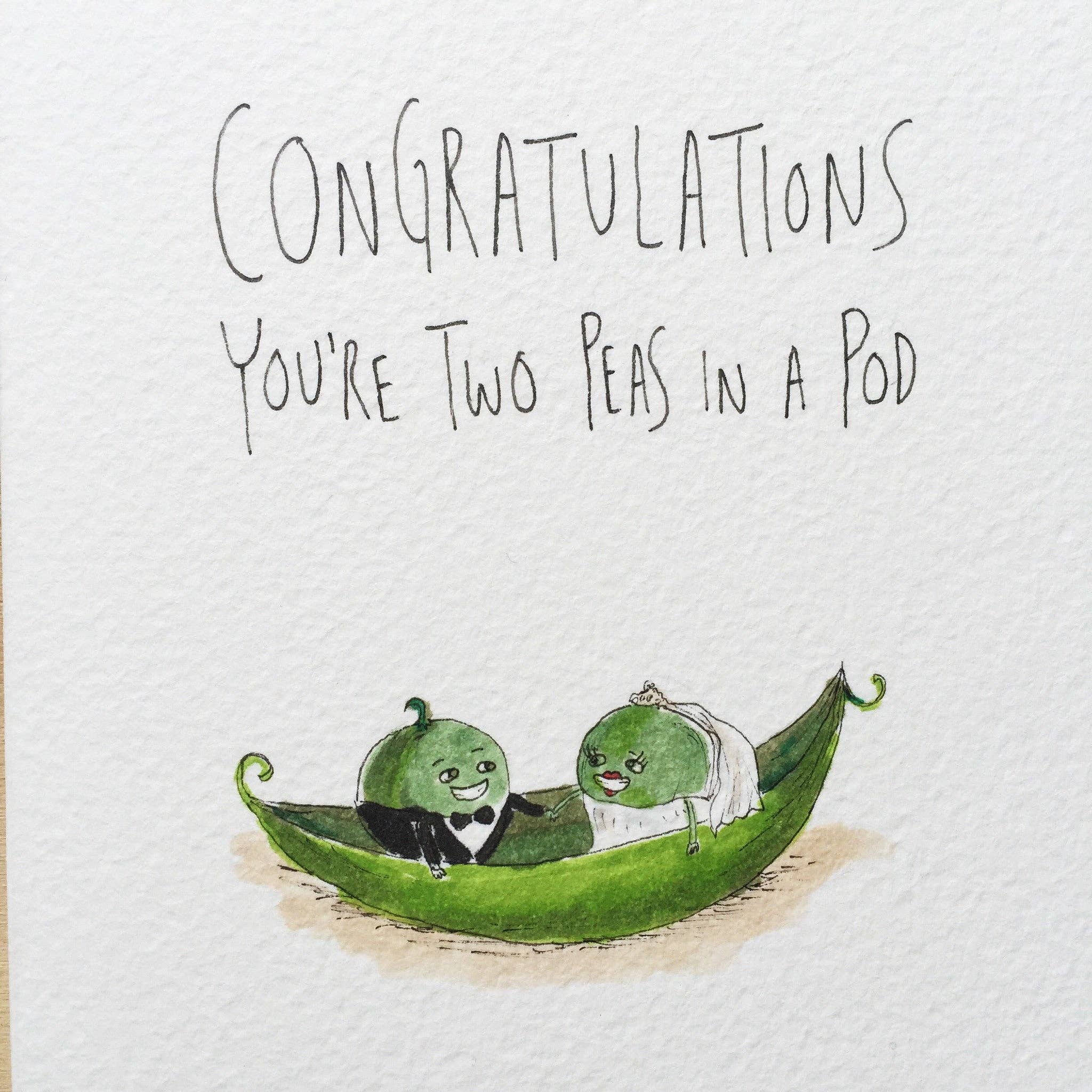 Well Drawn – postal de felicitações por atacado – Parabéns Tens Duas Ervilhas num Pod1