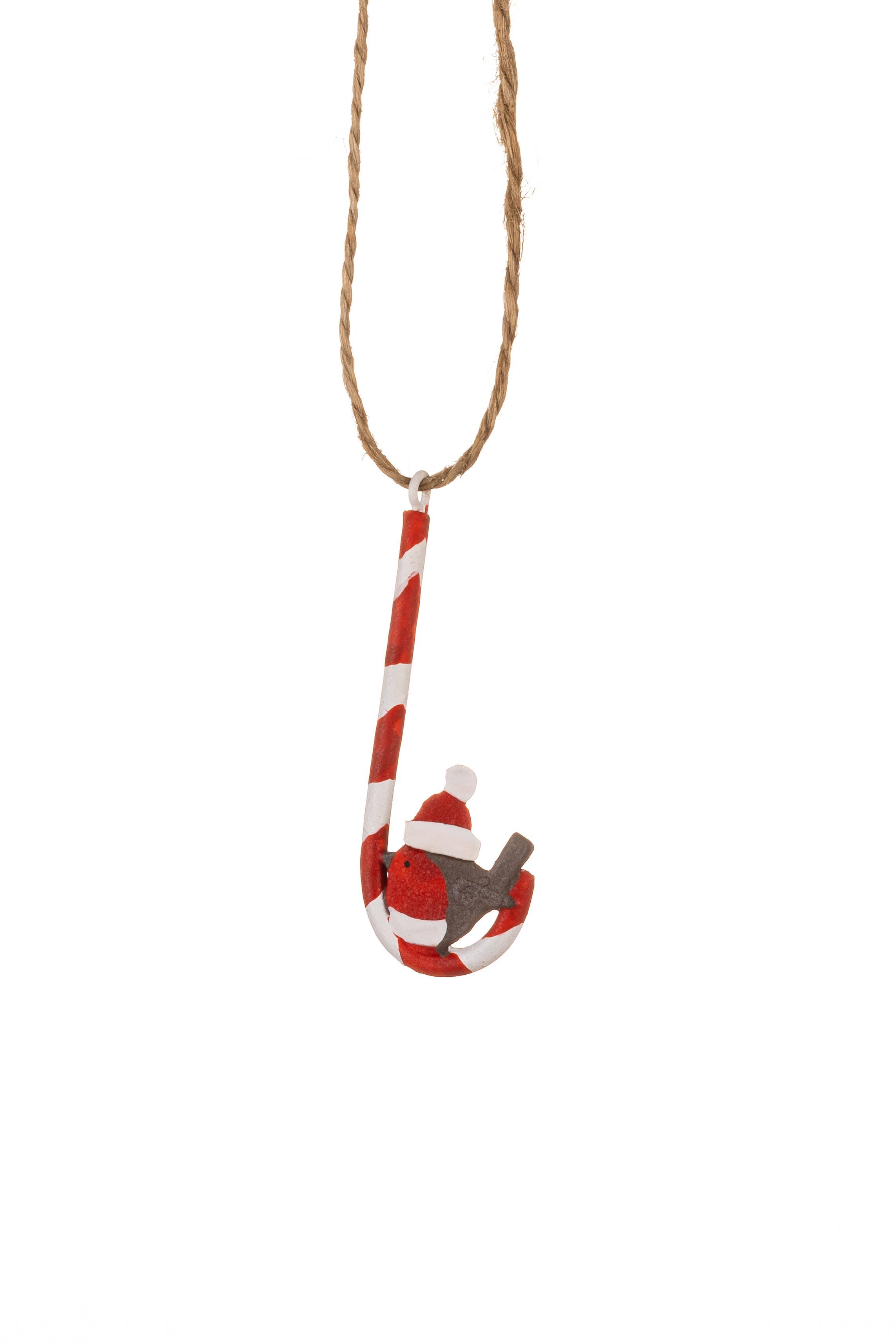 Shoeless Joe Ltd – wholesale Ornament – Robin Candy Cane0