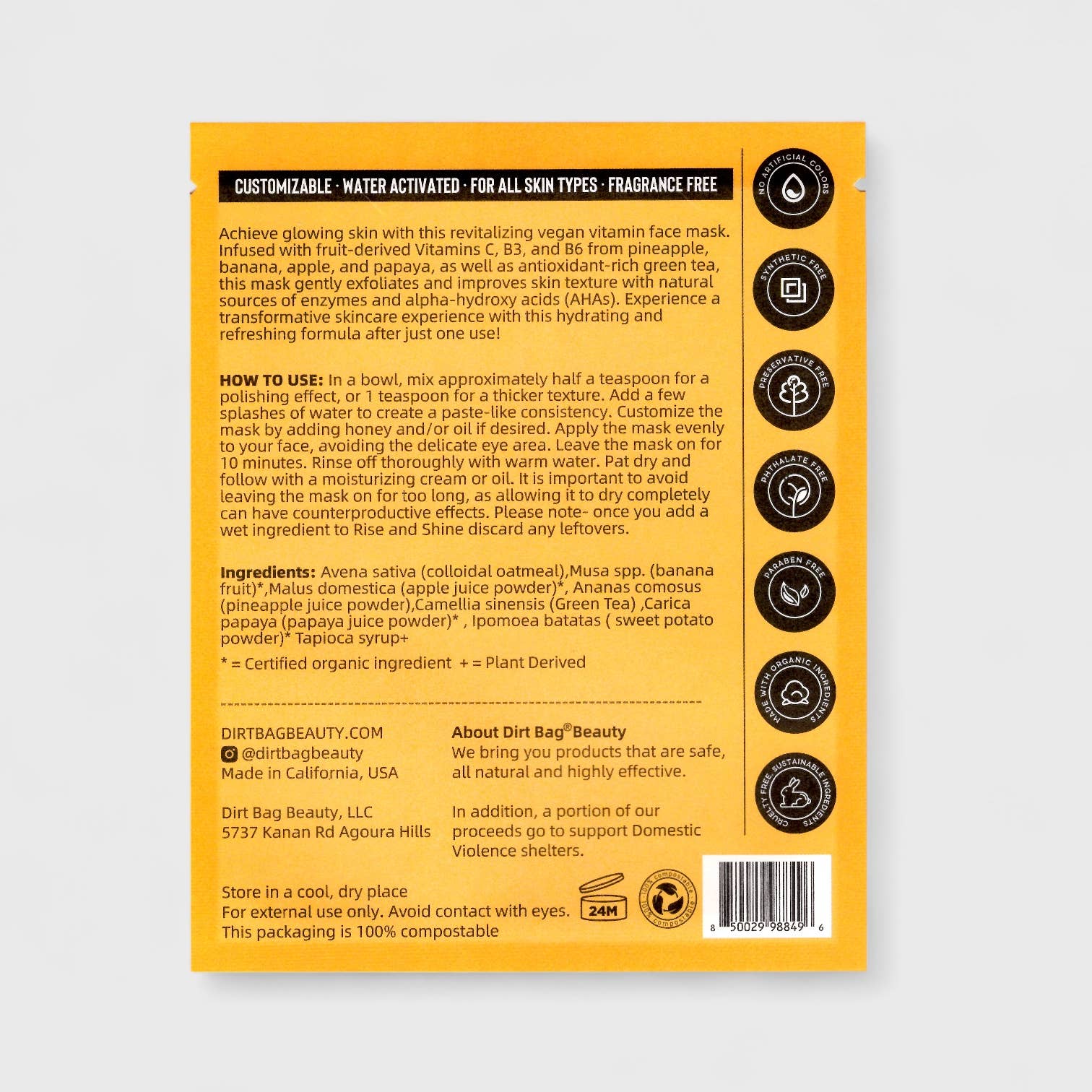 Dirt Bag Beauty - Wholesale Skincare Face Mask - Vitamin Boost Vegan Powder Face Mask - Nourish & Revitalize1