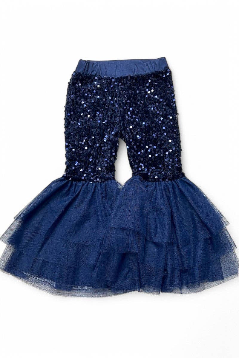 Kids Charm Online - Wholesale Pants - Kids - Navy blue sequins bell bottoms. OFG42790 SOL5
