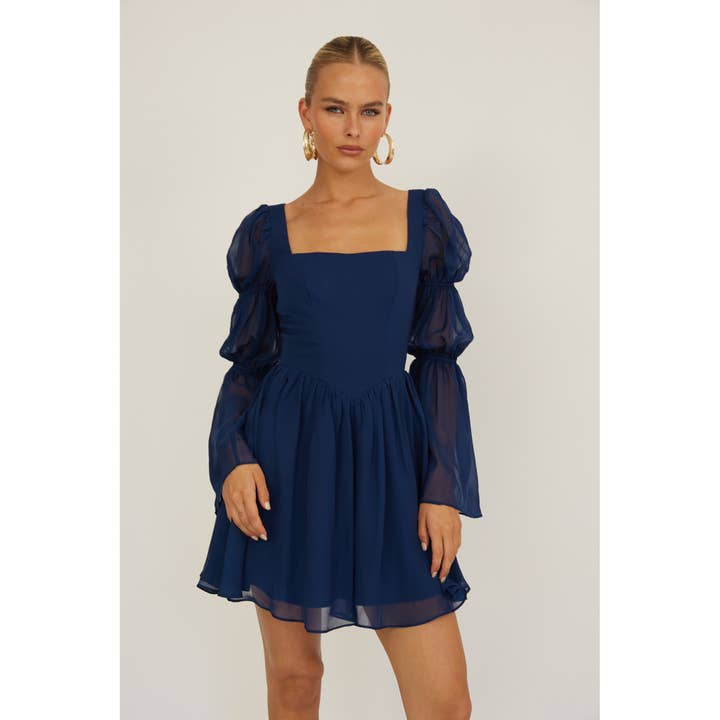 One and Only Collective - Wholesale Dress - Women's - CHIFFON SLEEVE MINI DRESS