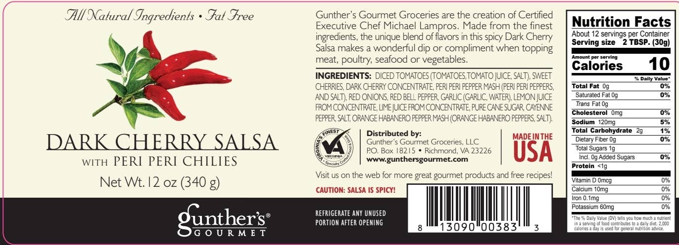 Gunther's Gourmet Groceries, LLC - Wholesale Salsa - Dark Cherry Salsa with Peri-Peri Peppers4