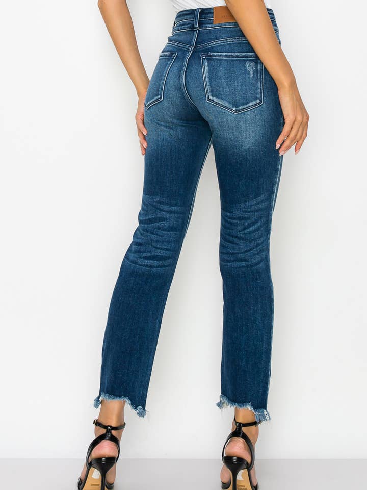 ARTEMIS VINTAGE - Wholesale Jeans - Women's - HIGH RISE DOUBLE WAIST BAND STRAIGHT RAW HEM JEANS