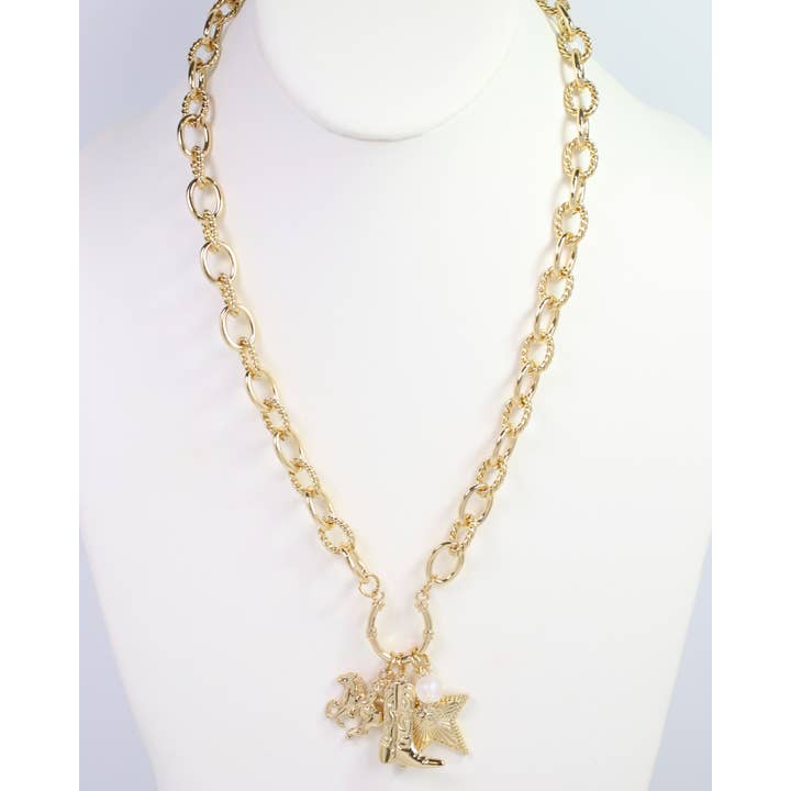 Caroline Hill - Wholesale Pendant/Charm Necklace - Cheyenne Western Charm Necklace Gold1