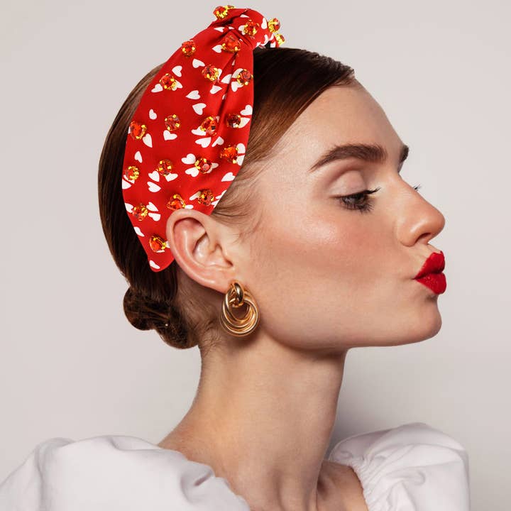 Heart Stone Embellished Knot Headband for wholesale by Sensibling Corp.