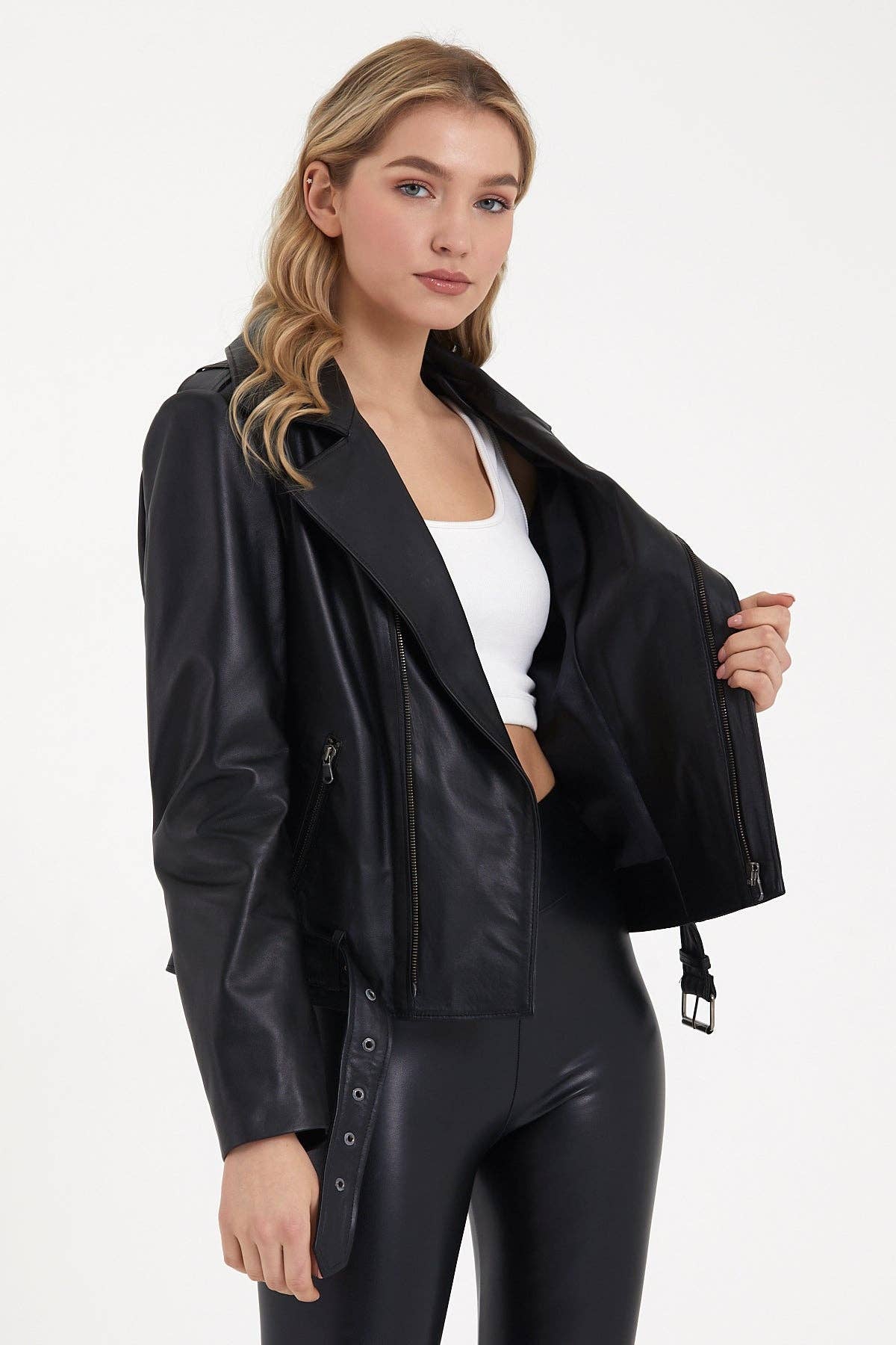 The Lud - Wholesale Leather Jacket - Women's - LAMB LEATHER BIKER6