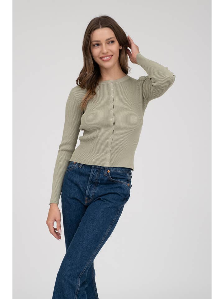 The Workshop Studio - Vente Cardigan – femme - GILET EN MAILLE À COL ROND AVEC BOUTONS-PRESSION10