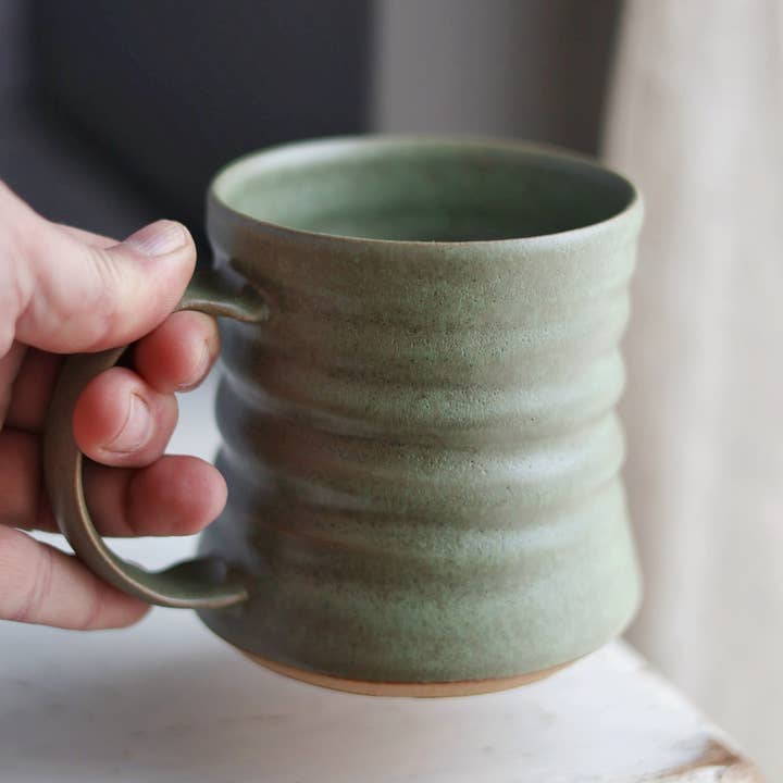 Gravesco Pottery - Wholesale Coffee Mug - Diner Inspired Mug in Sage Green2