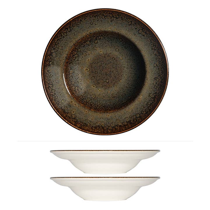 Tierra dia.11.75" h:2.5" 19 oz. Round Brown Porcelain Bowl (Set of 2) for wholesale by TURGLA HOME