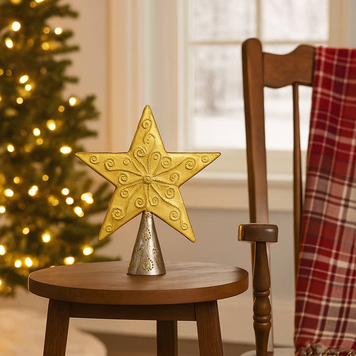 Beyond Borders - Wholesale Tree Topper - Gold Embossed Star Tree Topper3