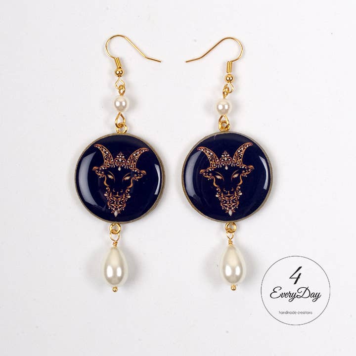 Earrings: zodiac sign Capricorn for wholesale by 4everyday Handmade