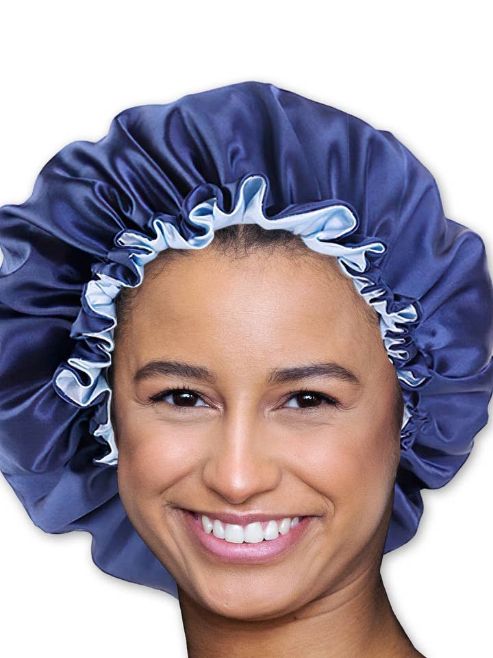 Touca de Cabelo em Cetim Azul (Ajustável e Reversível para Dormir à Noite) por atacado de AfricanFabs