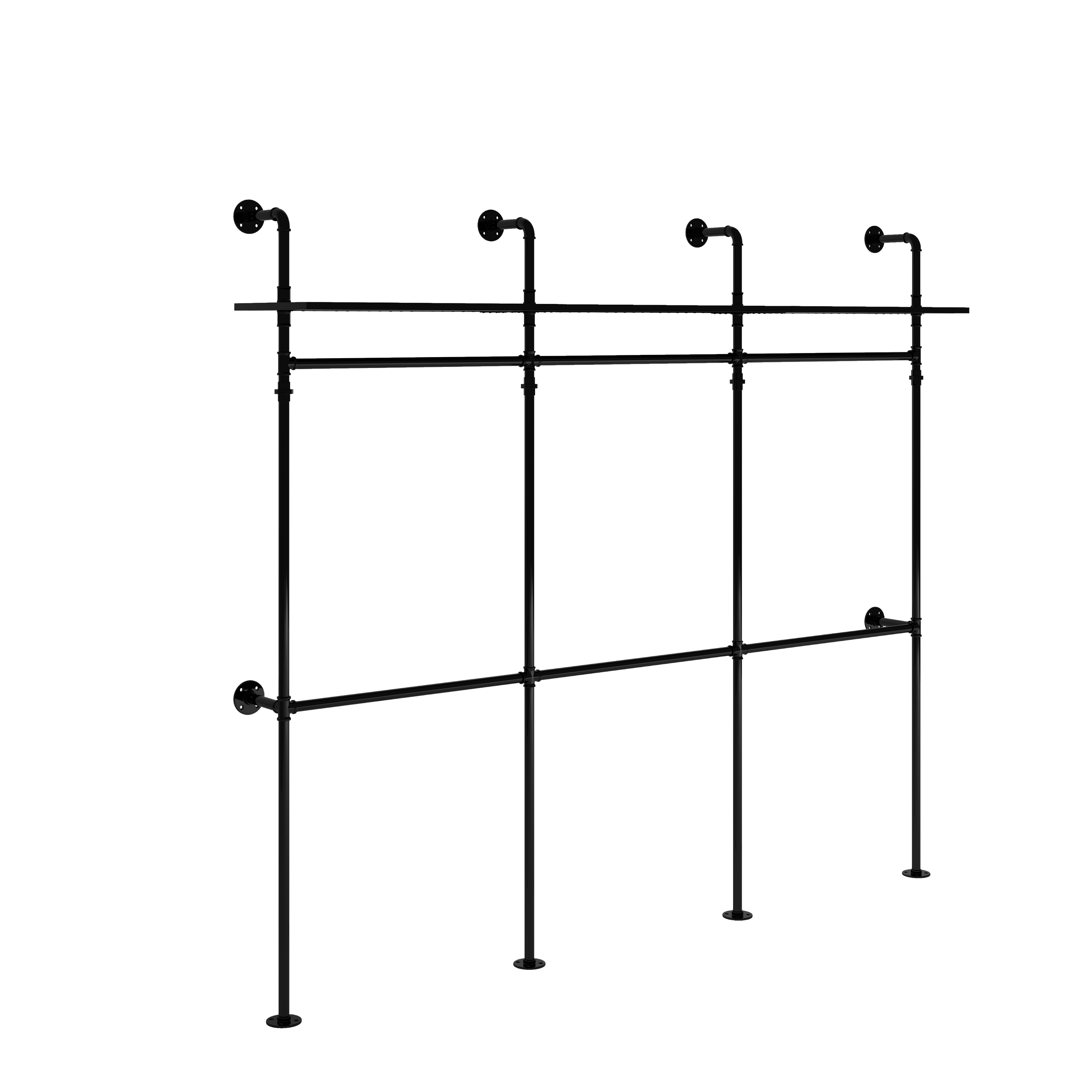 39F Inc. - Vente Porte-manteaux - Portant à vêtements industriel réversible de 118,3" avec LED et étagères7