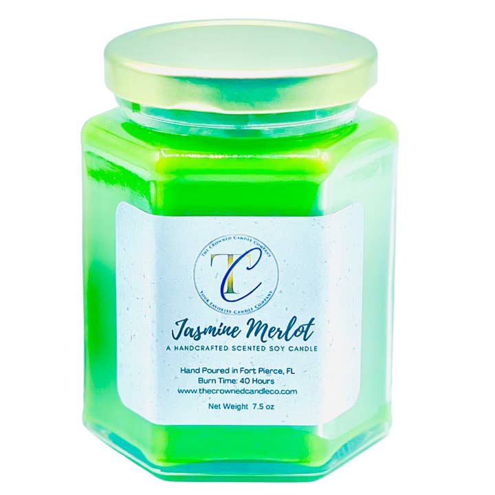Jasmine Merlot Soy Candle for wholesale by The Crowned Candle Company