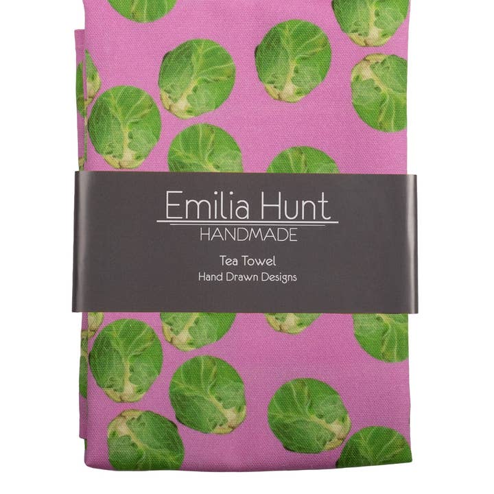 Pink Sprout Tea Towel for wholesale by Emilia Hunt