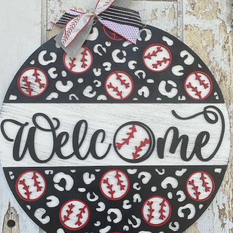 Baseball & Softball Welcome Door Hanger, Spring, Home Decor for wholesale by Vick Crafts