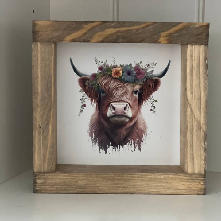 Vache Highland 6x6 à l'aquarelle pour la vente par Thompsons Handmade Country LLC