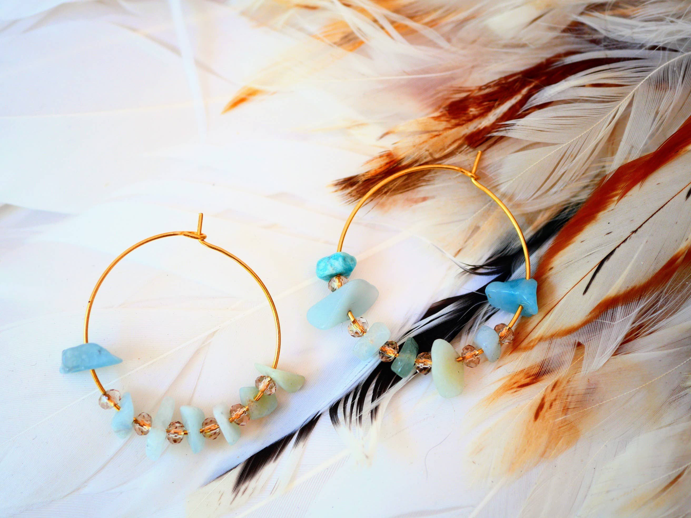 GINANDGER - Wholesale Hoop Earrings - PRISCA AMAZONITE EARRINGS