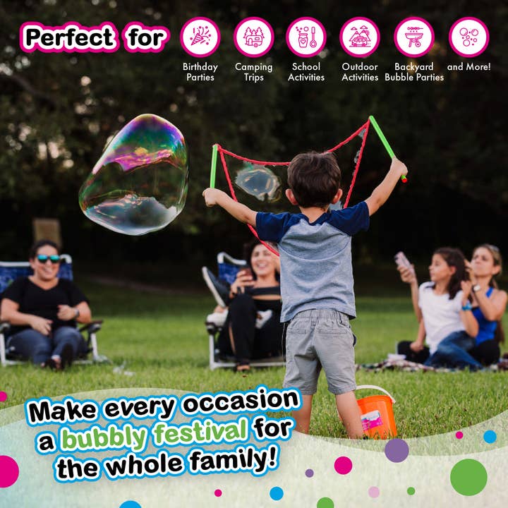 South Beach Bubbles - Wholesale Bubble Wand - Kids - WOWmazingâ„¢ Giant Bubble Powder Kit: Makes 3 Gallons!