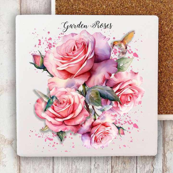 Spring Garden Roses Flowers Stone Coaster for wholesale by Avery Lane Gifts