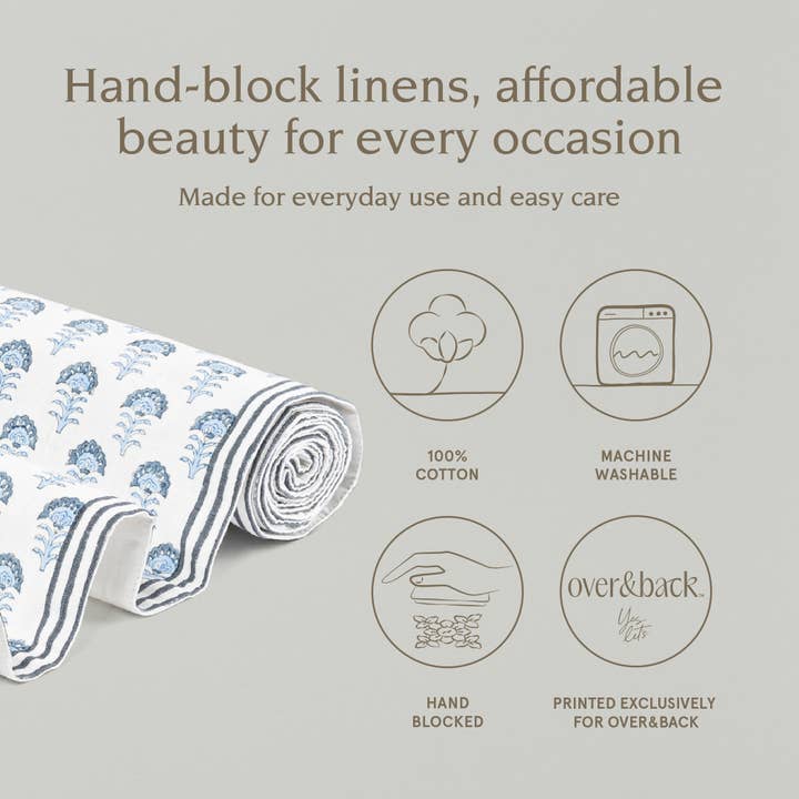 over&back - Wholesale Table Runner - Hand-Blocked Table Runner Floral Patterns 18x10813