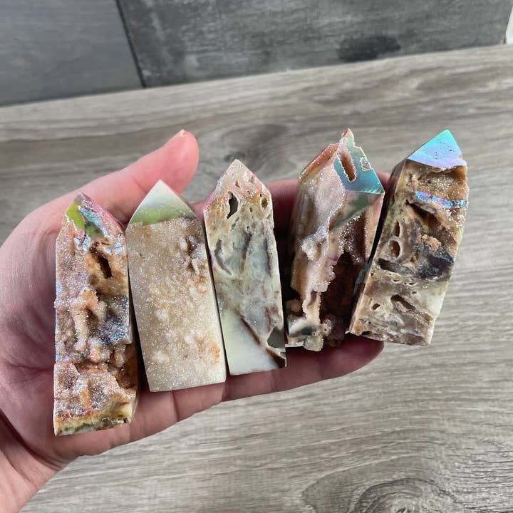 Keystone Crystals - Wholesale Spiritual Stone/Crystal - Angel Aura Drusy Sphalerite Obelisk Tower – Crystal Decor2